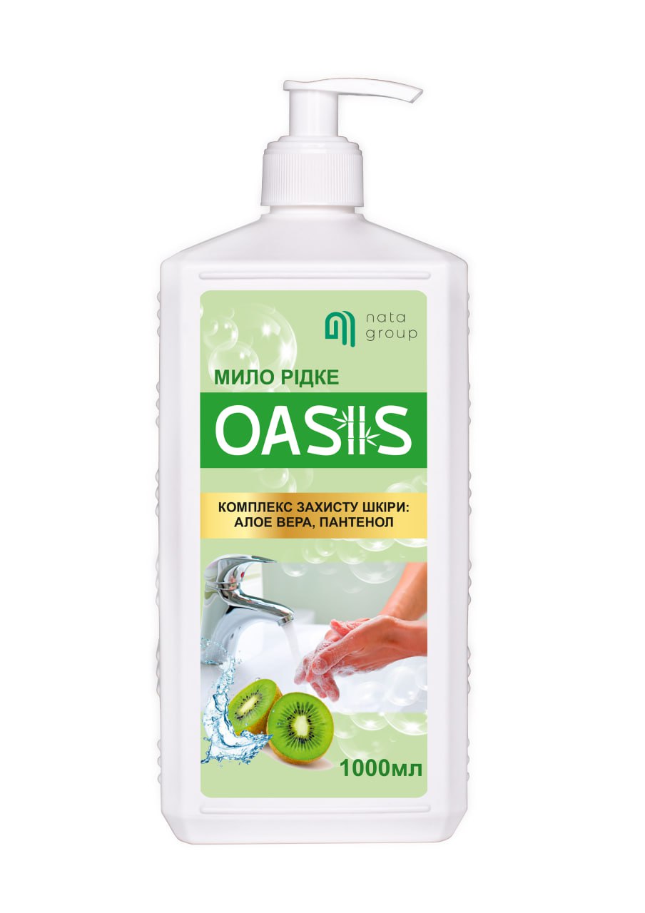 Mydło w płynie "NATA-OASIS" o zapachu kiwi, butelka 1000 ml z dozownikiem