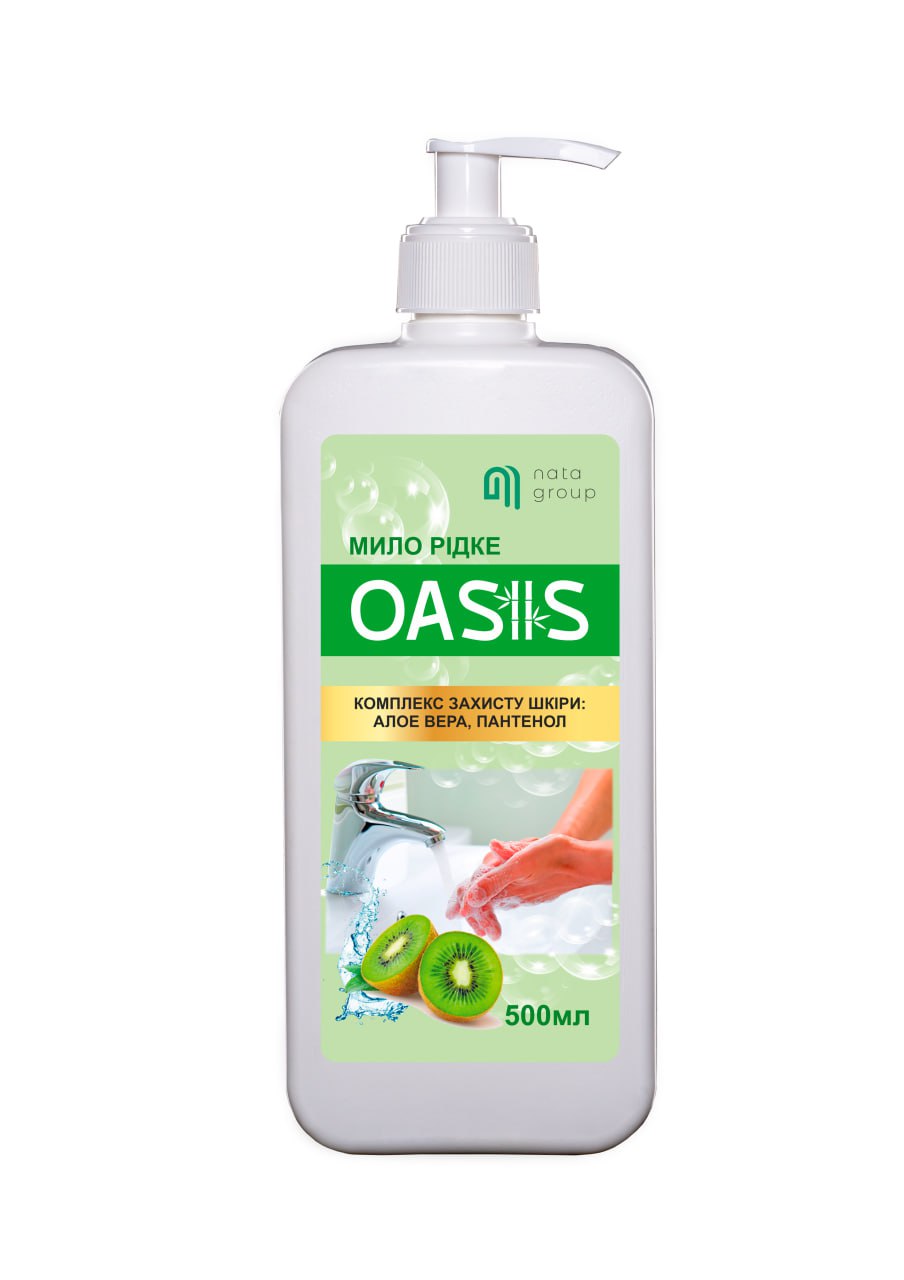 Mydło w płynie "NATA-OASIS" o zapachu kiwi, butelka 500 ml z dozownikiem