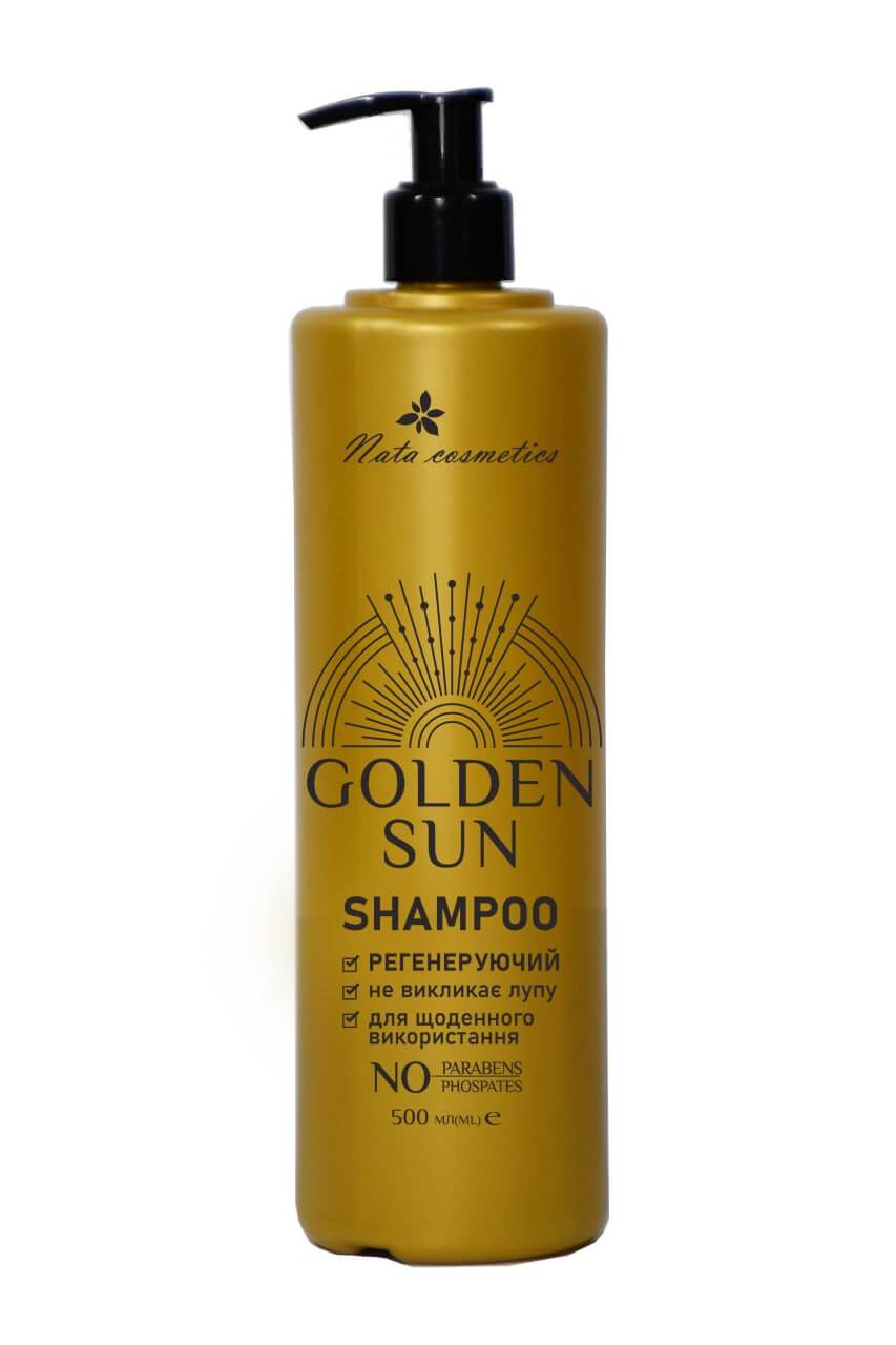 Nata cosmetics "Golden Sun", regenerujący szampon do włosów, butelka 500 ml