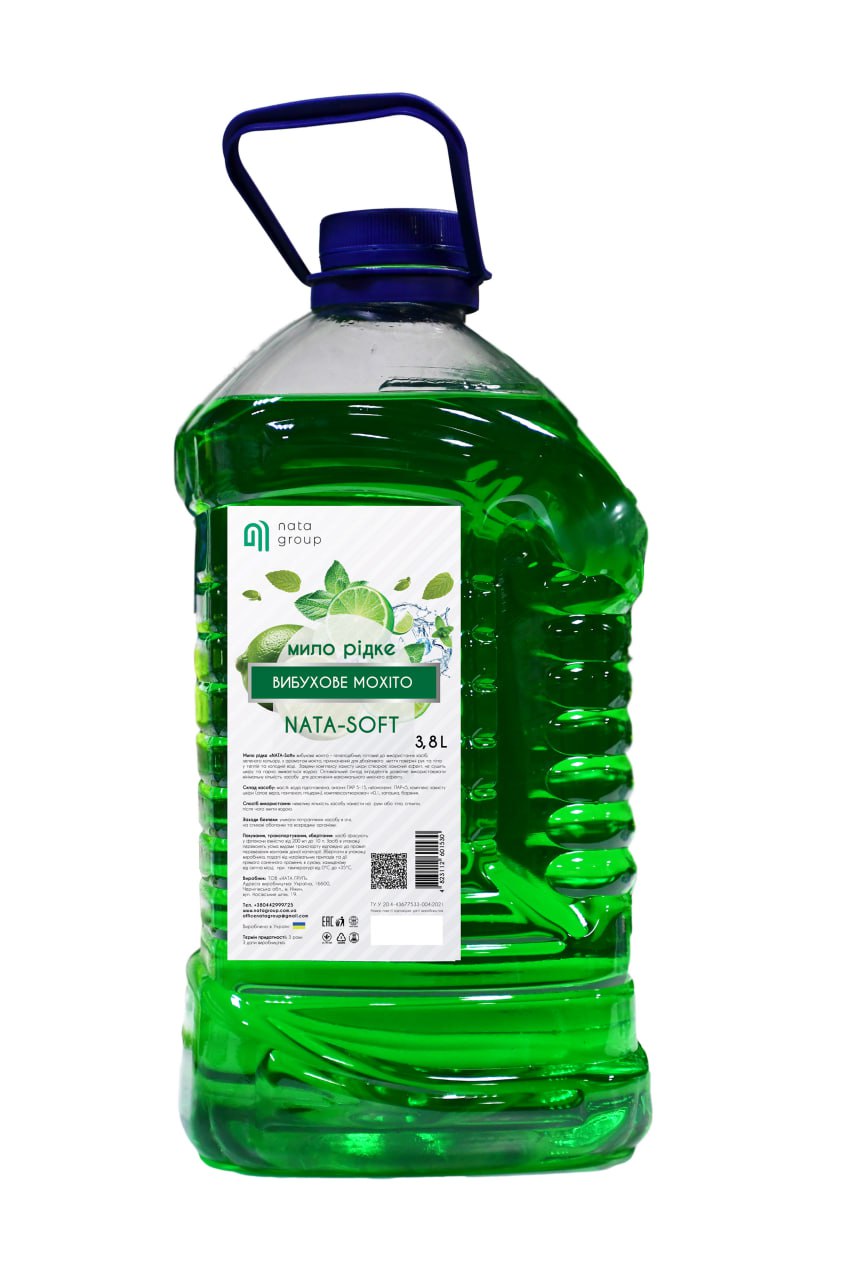 Mydło w płynie "NATA-Soft" Explosive Mojito,  kanister 3800 ml z zakrętką