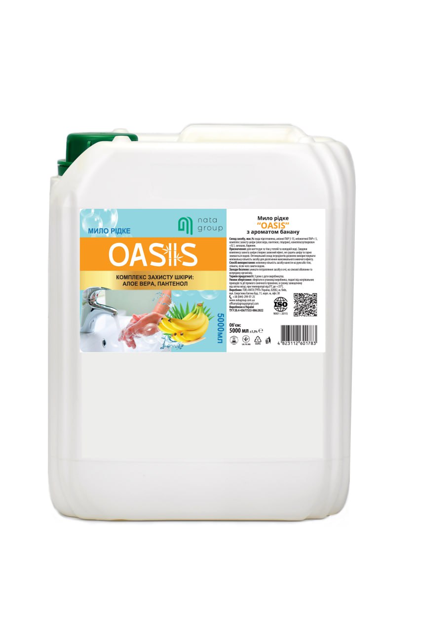 Mydło w płynie "NATA-OASIS" o zapachu banana, kanister 5 L z zakrętką